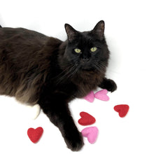 Load image into Gallery viewer, Felt wool cat toys pink red white hearts