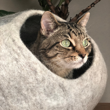 Load image into Gallery viewer, Wool Cat Cave Bed House Gray Bagsymine