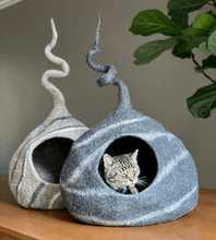 Load image into Gallery viewer, Wool Cat Cave Bed House Gray Bagsymine