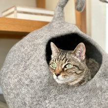 Load image into Gallery viewer, CURLY TAIL Brown Wool Cat Cave | Cat Bed