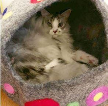 Load image into Gallery viewer, YOU ARE SPOTTED Wool Cat Cave | Cat Bed