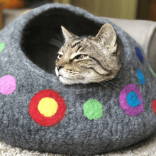 Load image into Gallery viewer, YOU ARE SPOTTED Wool Cat Cave | Cat Bed