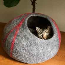 Load image into Gallery viewer, Wool Cat Cave Bed House Gray Bagsymine